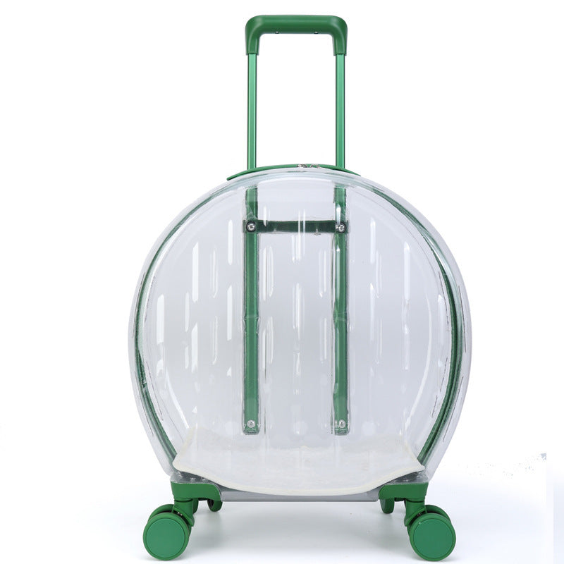 Pull Rod Transparent Cat Bag Rhombic Grid Reinforced Round