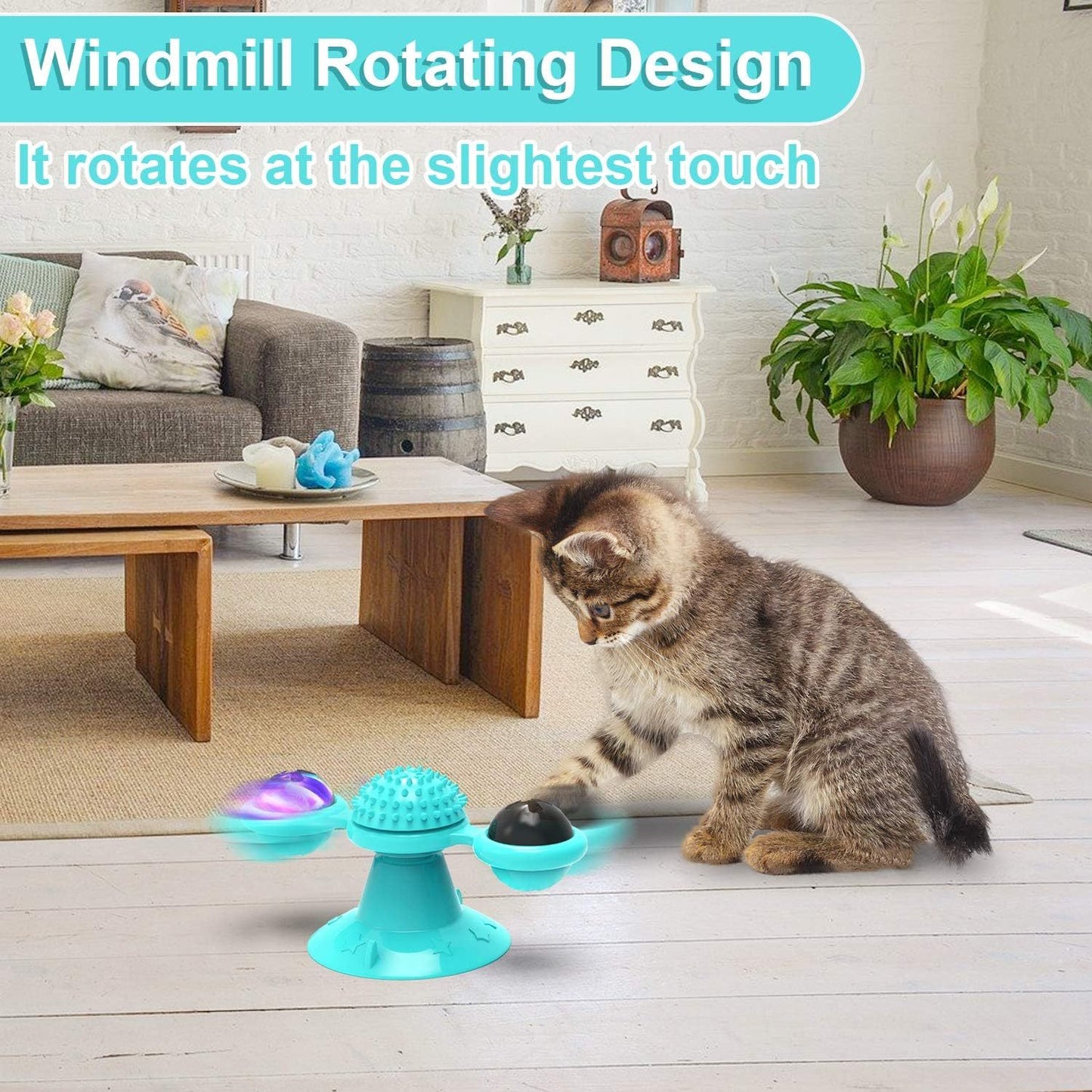 Interactive Windmill Cat Toys with Catnip