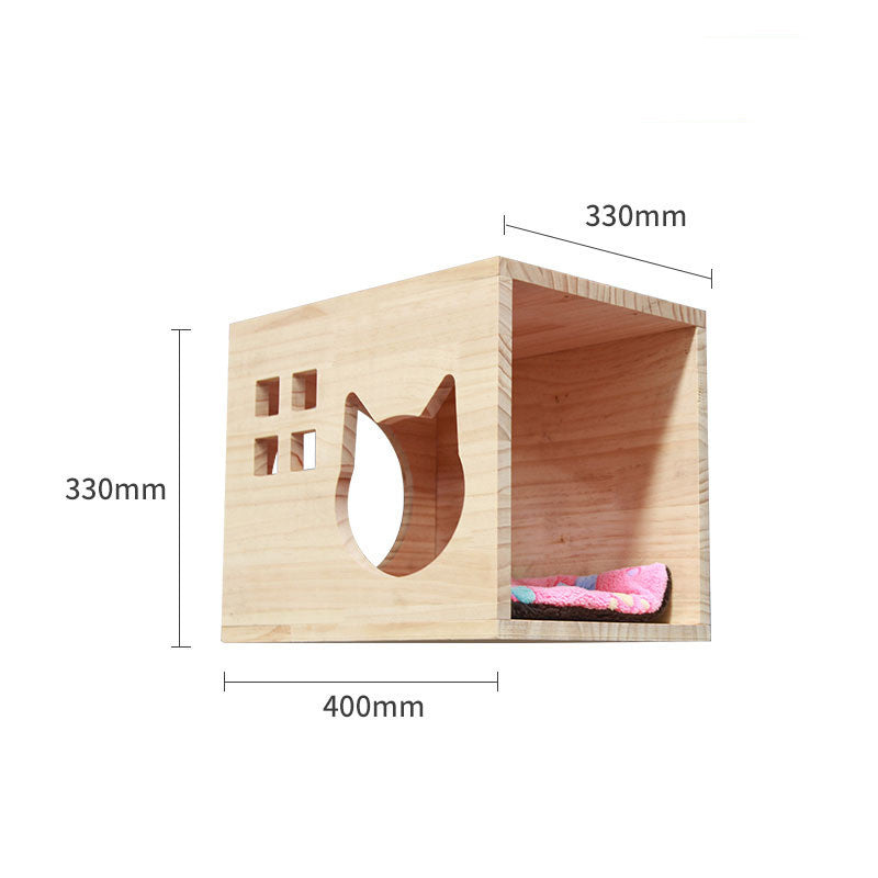 Pet Cat Climbing Frame Wall Type Solid Wood Wall Hanging Platform Ladder Pets Accessories